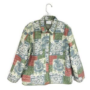 100% Silk Jacket Patchwork Quilted Lightweight Spring Jacket 14P, Alfred Dunner